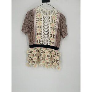 Self Portrait Multicolor 3D Floral Guipure Daisy Lace Peplum UK 10 US 6
